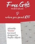 Free Sophie Allport Terrier tea towel